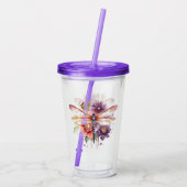 Libelle Bloem Acryl Drinkbeker (Achterkant)