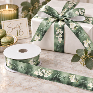 Libelle Bloem Happy Sweet 16 Salie Groene ID1310 Satijnen Lint