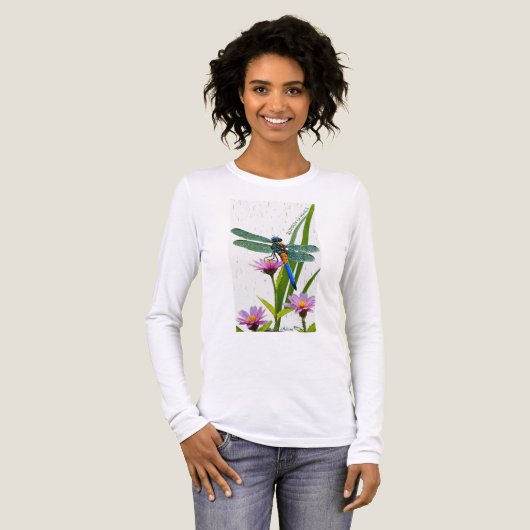 Libelle Bloem Lange Mouwen Shirt (Voorkant)