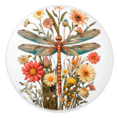 Libelle & Bloemen Keramische Knop (Voorkant)