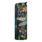 Libelle boho bloem botanisch glas in lood thermosbeker (Gedraaid links)