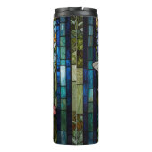 Libelle boho bloem botanisch glas in lood thermosbeker (Achterkant)