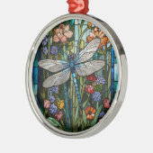 Libelle boho bloem botanische glas-in-lood afbeeld metalen ornament (Links)