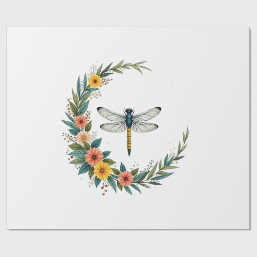 Libelle Boho Halve Maan Vredesteken Hippie Libel Cadeaupapier (Vlak)