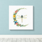 Libelle Boho Halve Maan Vredesteken Hippie Libel Canvas Afdruk (Insitu (Houten vloer))