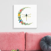 Libelle Boho Halve Maan Vredesteken Hippie Libel Canvas Afdruk (Insitu (Woonkamer))