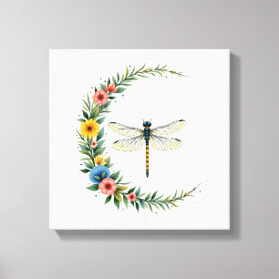 Libelle Boho Halve Maan Vredesteken Hippie Libel Canvas Afdruk