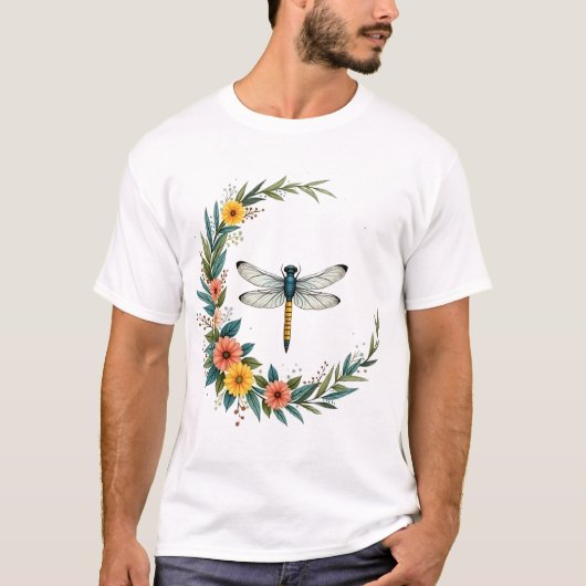 Libelle Boho Halve Maan Vredesteken Hippie Libel T-shirt (Voorkant)