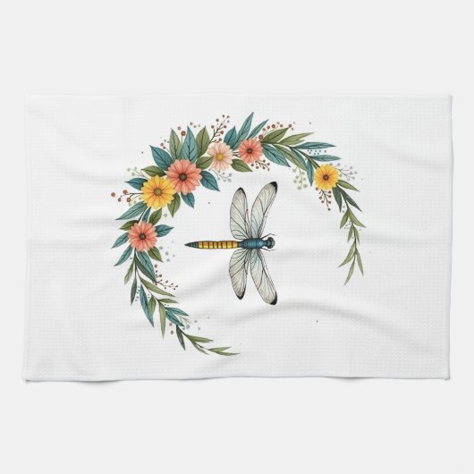 Libelle Boho Halve Maan Vredesteken Hippie Libel Theedoek (Horizontaal)