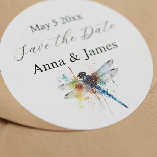 Libelle bruiloft save the date sticker