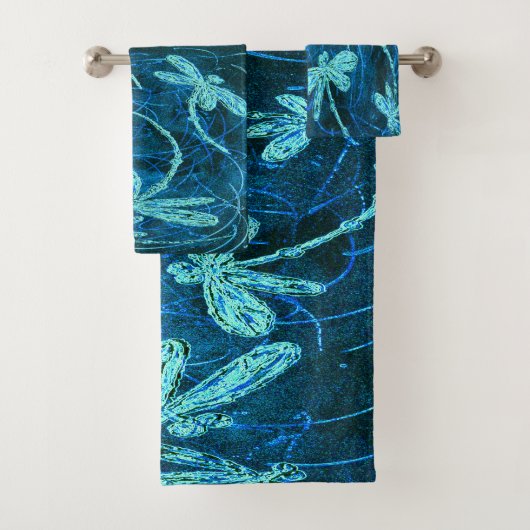 Libelle Dans Blauwe Tango Handdoekenset Bad Handdoek (Insitu)