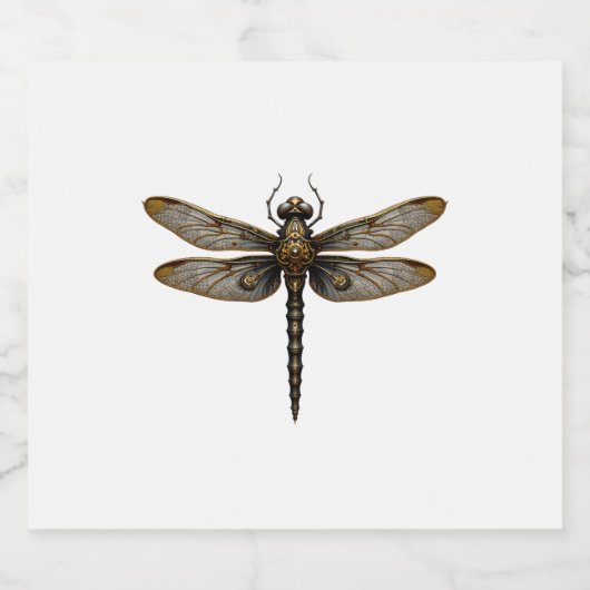 Libelle Dierenkunst Grafische Libel (2) Sparkling Wijnetiket (Enkel label)