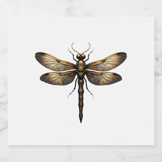 Libelle Dierenkunst Grafische Libel (4) Sparkling Wijnetiket (Enkel label)