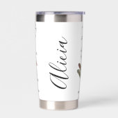 Libelle en bloemen gepersonaliseerd geïsoleerde drinkbeker (Links)