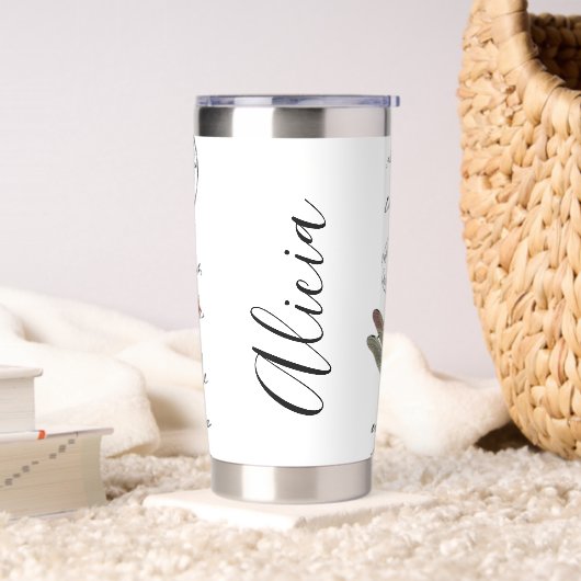 Libelle en bloemen gepersonaliseerd geïsoleerde drinkbeker (Woonkamer)