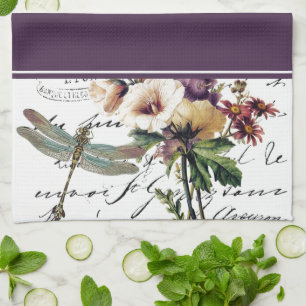 Libelle en bloemen handdoek