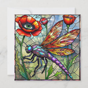 Libelle En Klaproos Bloem Surrealistische Tuin Nat Kaart