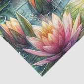 Libelle en Lotusvijver Aquarel Tissuepapier (Detail)