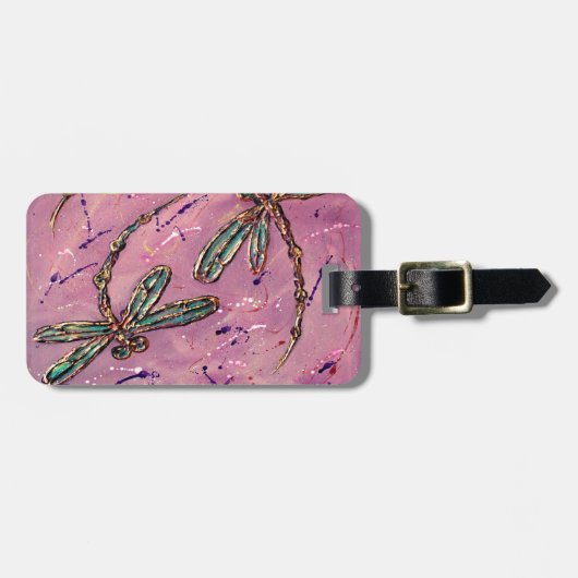 Libelle Flit Roze Bruis Luggage Label Op Maat Bagagelabel (Voorkant horizontaal)