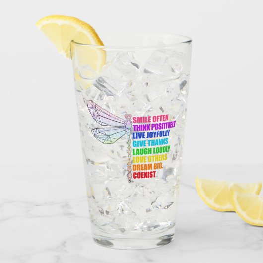 Libelle Glimlach Vaak Positief Denken Quote Glas (Voorkant ijs)