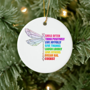 Libelle Glimlach Vaak Positief Denken Quote Keramisch Ornament