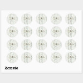 Libelle Groen Witte Chic Bloemige Inspirerende  Ronde Sticker (Vel)