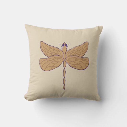 Libelle Illustratie Paars en Taupe Kussen (Voorkant)