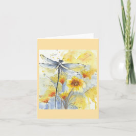 Libelle in de bloemen van Sherry Kaart