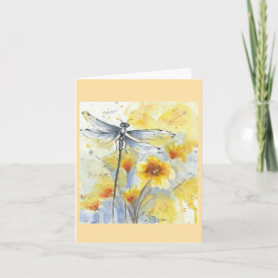 Libelle in de bloemen van Sherry Kaart