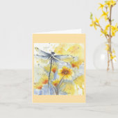 Libelle in de bloemen van Sherry Kaart (Gele Bloem)