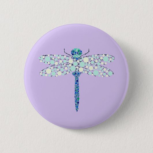 Libelle in Stippen Ronde Button 5,7 Cm (Voorkant)