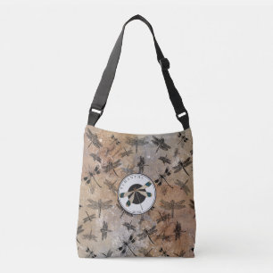 Libelle in verweerde entomologie monogram crossbody tas