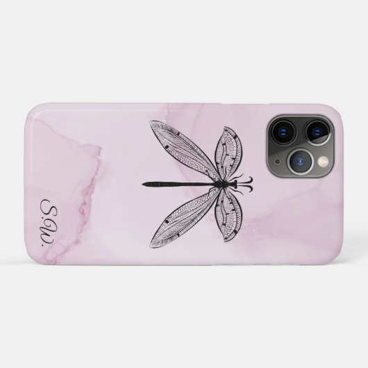 Libelle Insecten Liefhebber Roze Monogram Case-Mate iPhone Case (Achterkant (horizontaal))