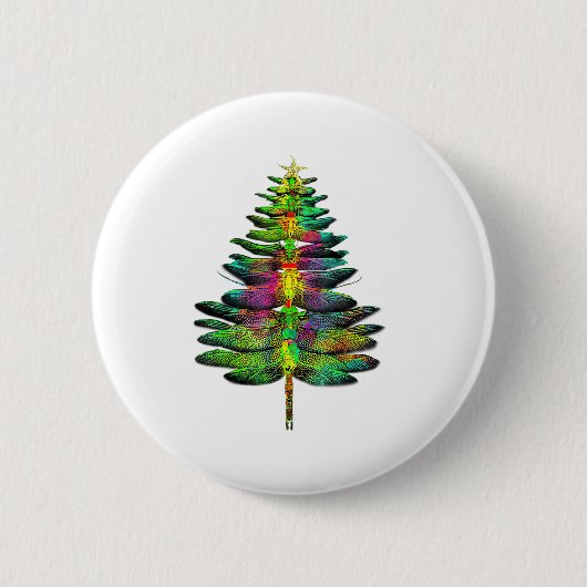 Libelle Kerstboom Libelle Kerstmis Ronde Button 5,7 Cm (Voorkant)