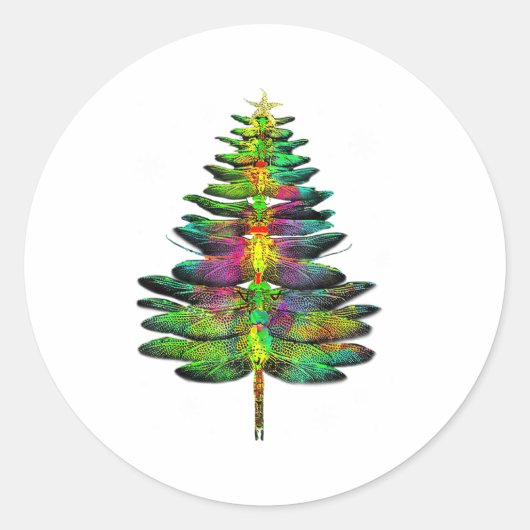 Libelle Kerstboom Libelle Kerstmis  Ronde Sticker (Voorkant)
