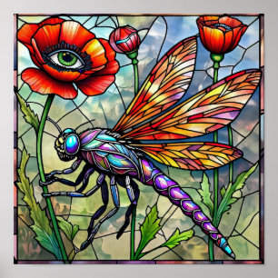 Libelle Klaproos Bloem Insecten Liefhebber Botanis Poster