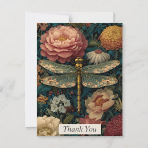 Libelle & Kleurrijke Bloemen Bedankkaart Briefkaart