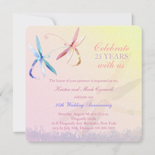 Libelle Koppel 25ste Huwelijksverjaardag Kaart (Voorkant)