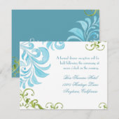 Libelle Krullen Scroll Chic Modern Bloem Uitnodigi Informatiekaartje (Voorkant / Achterkant)