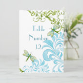 Libelle Krullen Scroll Moderne Bloem Tafel Nummer Kaart (Staand voorkant)