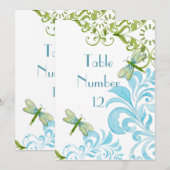 Libelle Krullen Scroll Moderne Bloem Tafel Nummer Kaart (Voorkant / Achterkant)