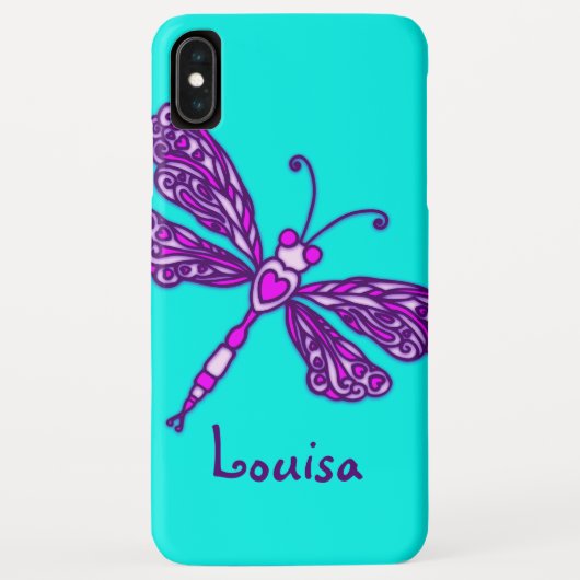 Libelle kunst aqua paars aangepaste naam Case-Mate iPhone case (Achterkant)