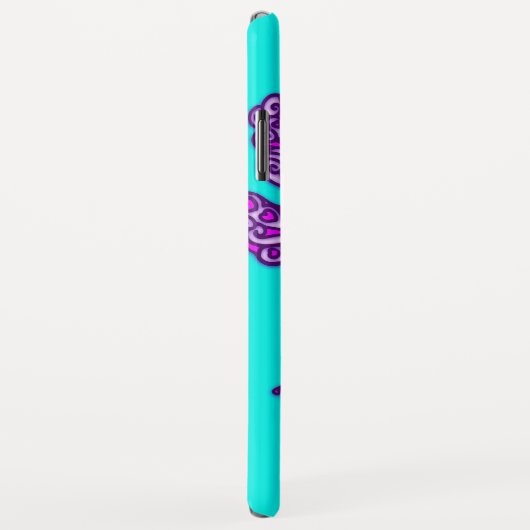 Libelle kunst aqua paars aangepaste naam Case-Mate iPhone case (Achterkant/rechts)