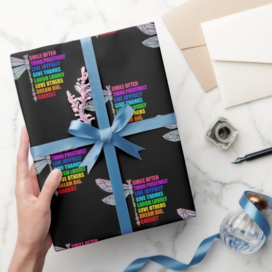 Libelle Lach vaak Denk Positief Citaat Cadeaupapier (Geschenken)