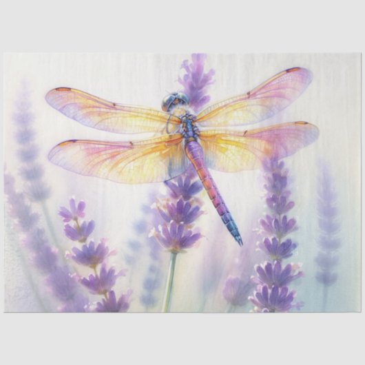 Libelle met lavendelbloemen tissuepapier (Voorkant)