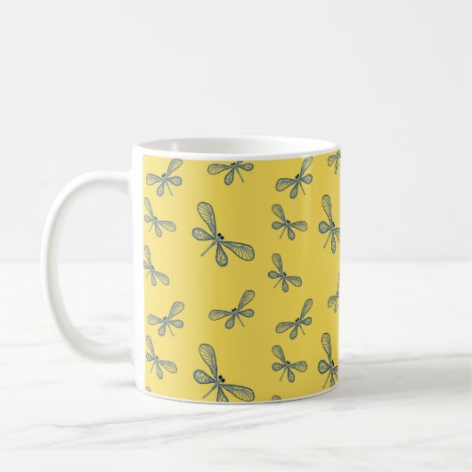 Libelle met mooie gele achtergrond koffiemok (Links)