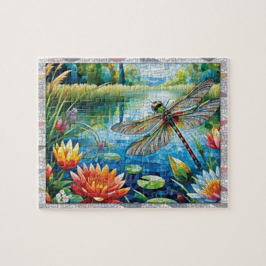 Libelle Mozaïek, Bloemen, Tegels, Cadeau, Legpuzzel (Horizontaal)