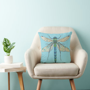 Libelle ontwerp insect kunst entomologie Ik hou va Kussen