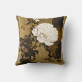 Libelle op goudkleurige Japanse pioen uit botanisc Kussen (Achterkant)