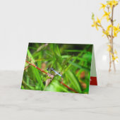 Libelle op rood blad kaart (Gele Bloem)